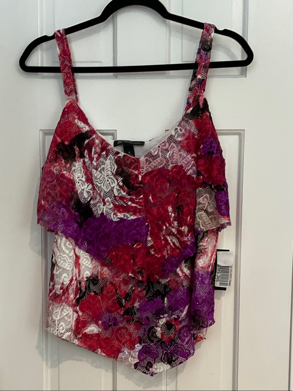 INC International Concepts Pink & Purple Lace-Overlay Floral Cami